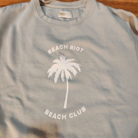 Beach Riot Beach Club Crewneck Sweatshirt, Light Blue-Green, Sz L - Picture 5 of 8
